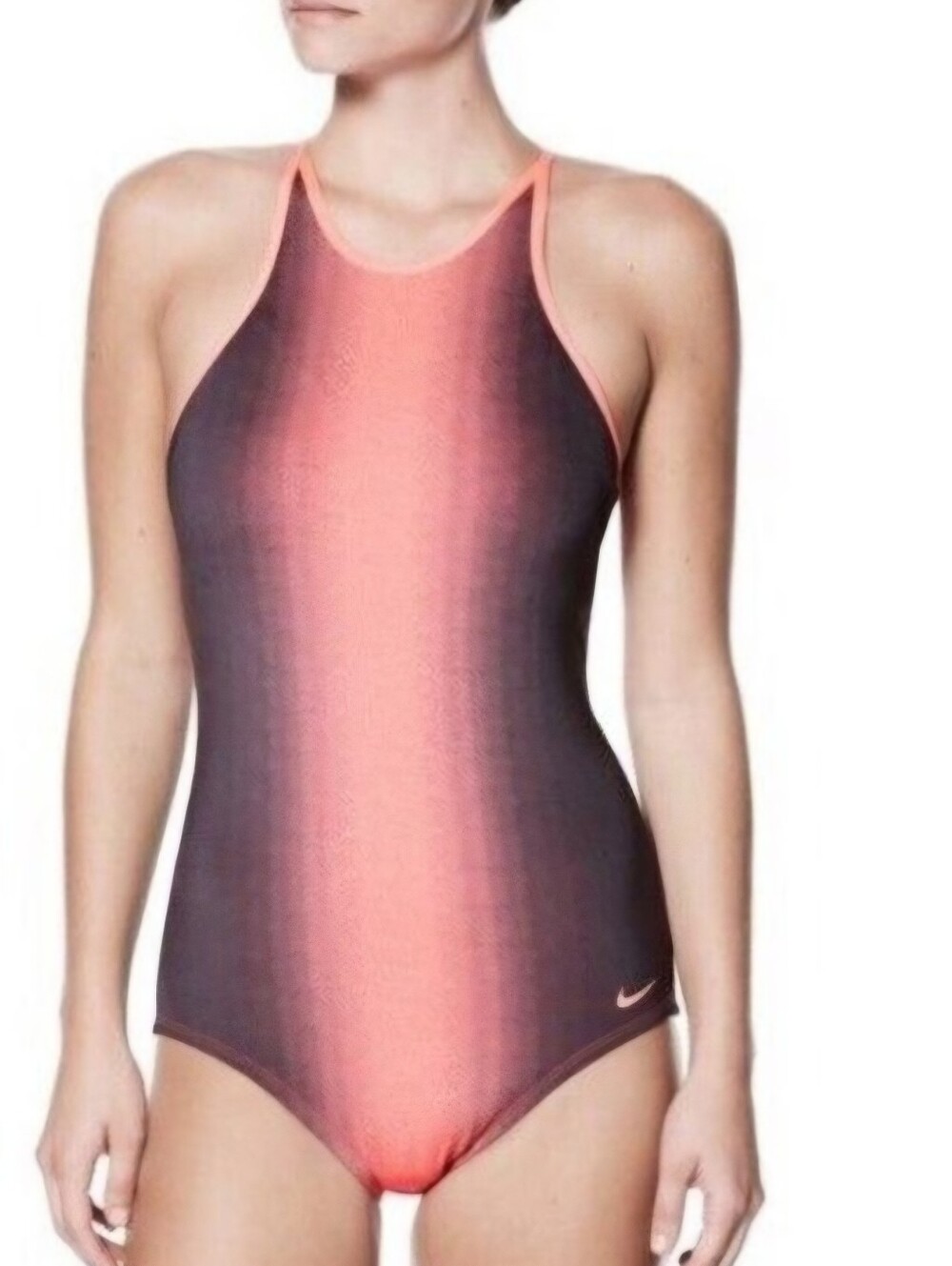 Nike Women's Ombre High Neck One Piece Swimsuit Bathing Suit Size L